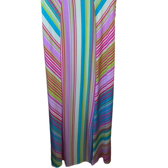 Sangria Women Size 6 Striped Sleeveless Maxi Dress Coloful Summer Vaca Beach - Picture 3 of 12
